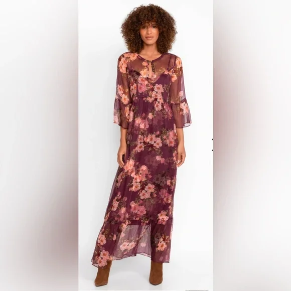 JOHNNY WAS WINONNA SILK MAXI DRESS - Picture 2 of 8